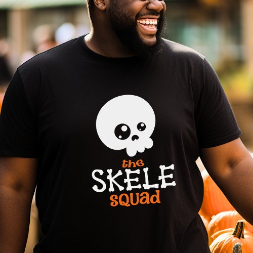 Skele Squad Bow Orange Halloween Family Matching  T_Shirt