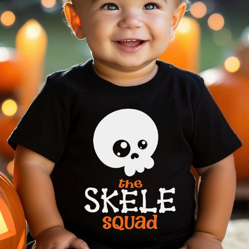 Skele Squad Orange Halloween Family Matching  Baby Bodysuit