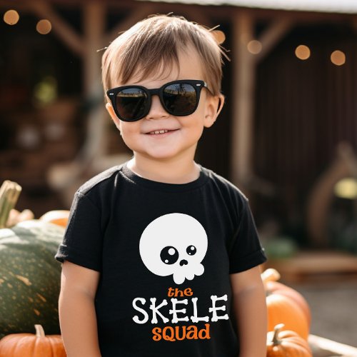 Skele Squad Orange Halloween Family Matching  Baby T_Shirt