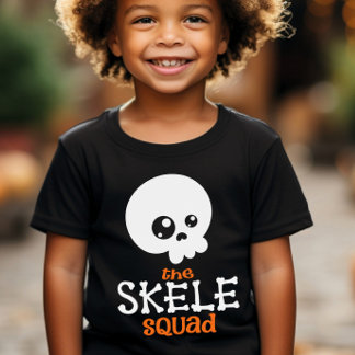 Skele Squad Orange Halloween Kids Family Matching T-Shirt