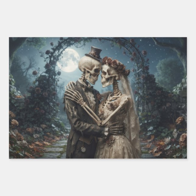 Skeletal Bride and Groom  Wrapping Paper Sheets (Front)