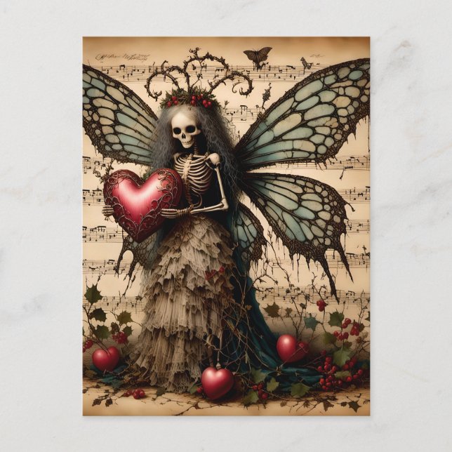 Skeletal Christmas Fairy Postcard (Front)