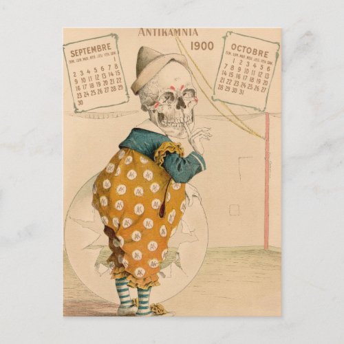 Skeletal Clown Postcard