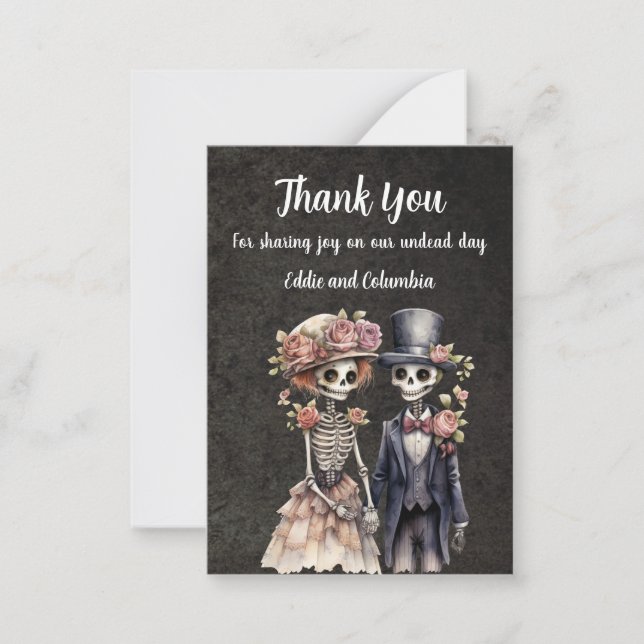 Skeletal Couple Thank You Note Card (Front)