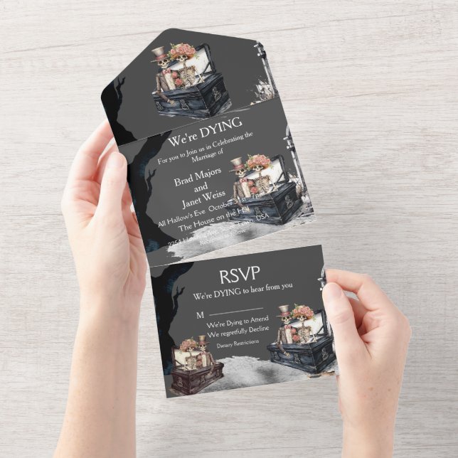 Skeletal Couple Wedding All In One Invitation (Tearaway)