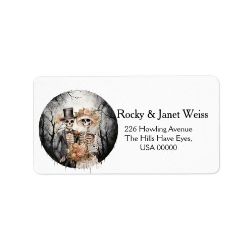 Skeletal Couple Wedding Label