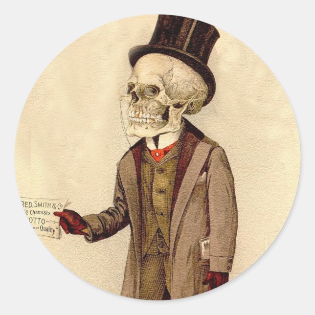 Skeletal Doctor Classic Round Sticker (Front)
