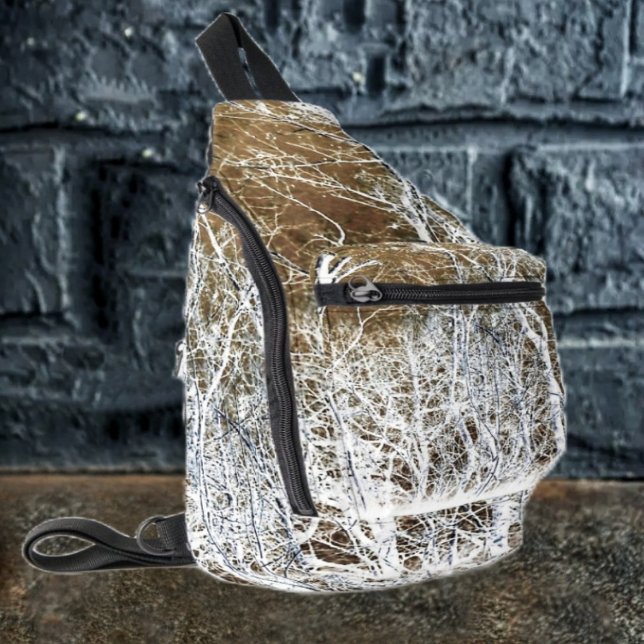 Skeletal Forest Sling Bag (This eery-looking sling bag, is just right, for carrying your essentials-to your ghostly adventures!)