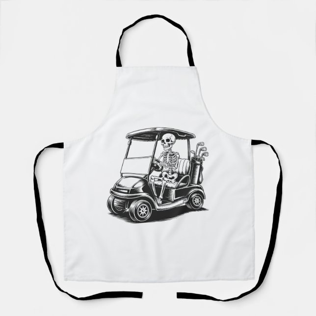 Skeletal Golfer Skull Playing Golf Apron (Front)