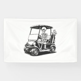 Skeletal Golfer Skull Playing Golf Banner