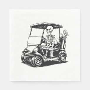Skeletal Golfer Skull Playing Golf Napkins