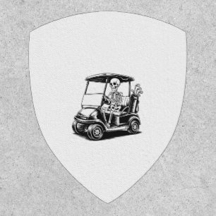 Skeletal Golfer Skull Playing Golf Patch