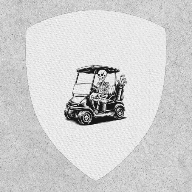 Skeletal Golfer Skull Playing Golf Patch (Front)