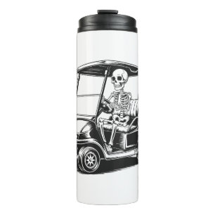 Skeletal Golfer Skull Playing Golf Thermal Tumbler