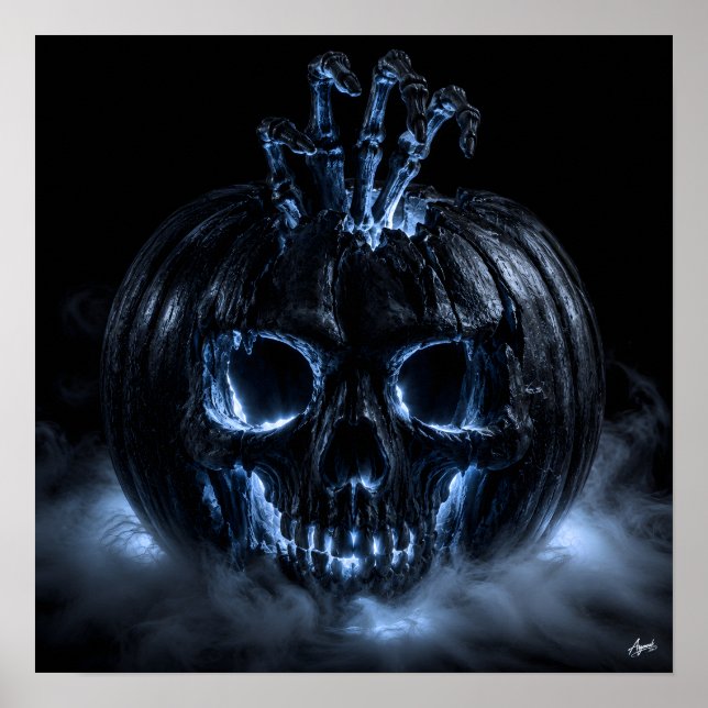 Skeletal Hand Emerging Pumpkin Poster (Front)