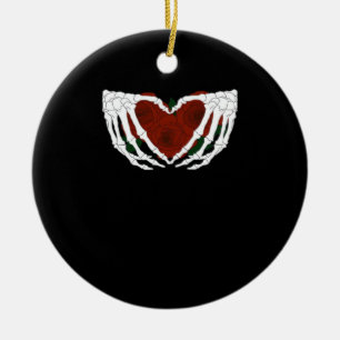 Skeletal Heart Ceramic Ornament