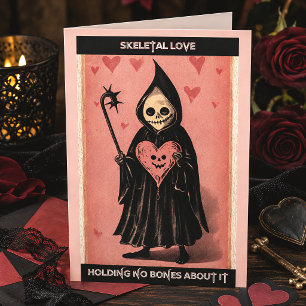 Skeletal Love Grim Reaper Gothic Spooky Valentine Holiday Card