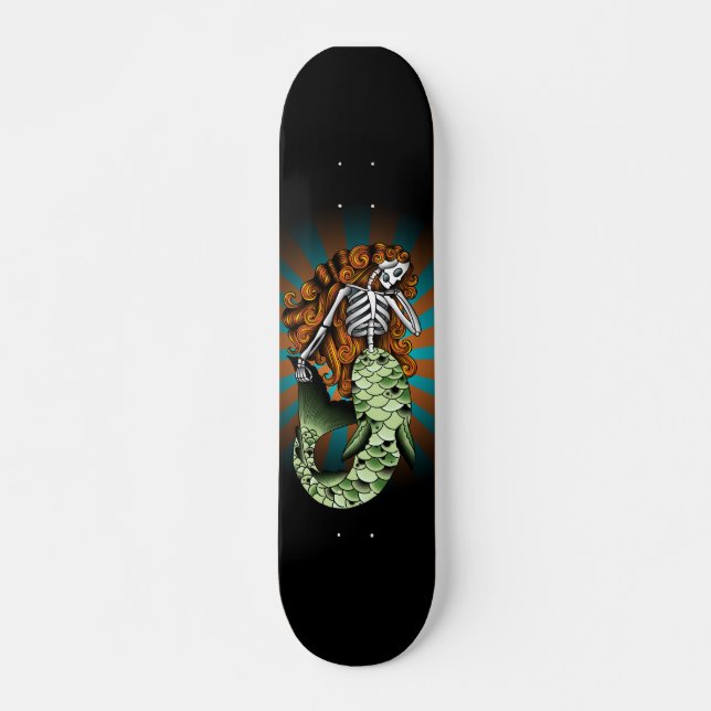 Skeletal Mermaid Skateboard Deck (Front)