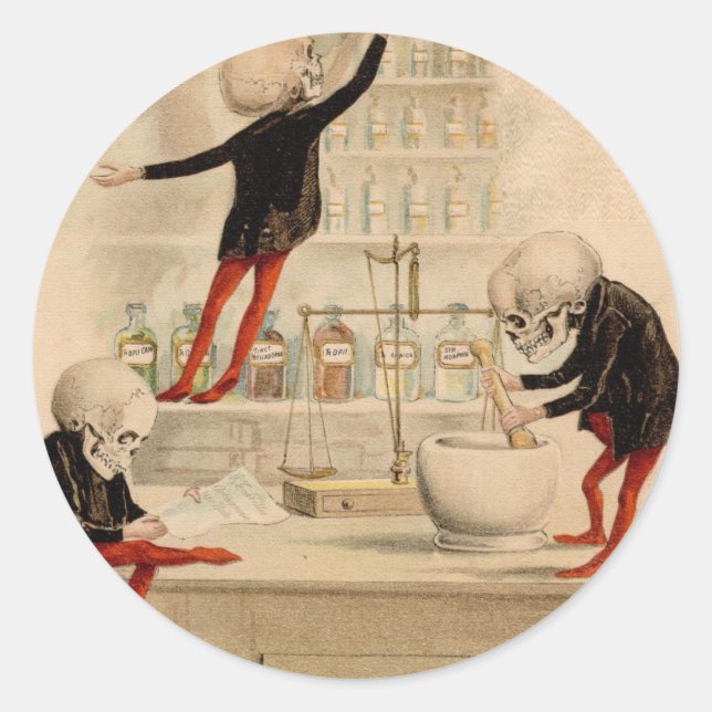 Skeletal Pharmacy Classic Round Sticker (Front)