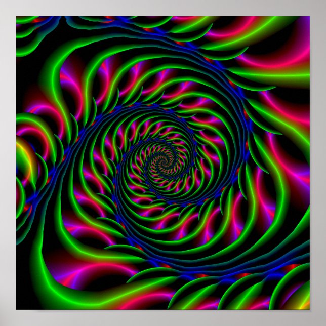 Skeletal Spiral in Blue Green and Pink Poster (Front)