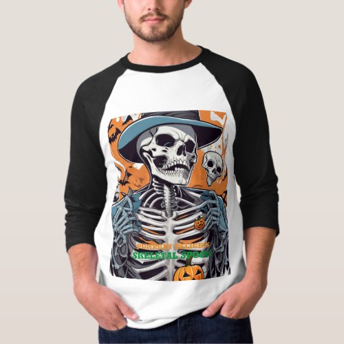 Skeletal Spooks Pumpkin Delights  T_Shirt