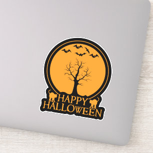 Skeletal Tree Bats and Cats Halloween ID860 Sticker