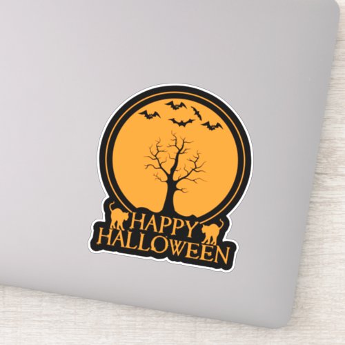 Skeletal Tree Bats and Cats Halloween ID860 Sticker