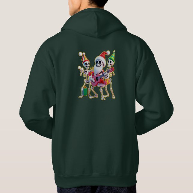 **Skeleton 3D Christm Santa Party – Funnyas Skelet Hoodie (Back)