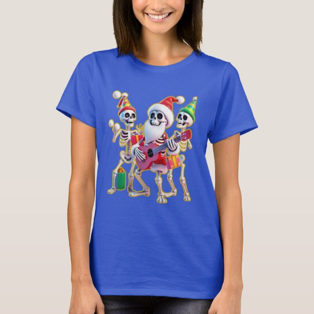 **Skeleton 3D Christm Santa Party – Funnyas Skelet T-Shirt (Front)