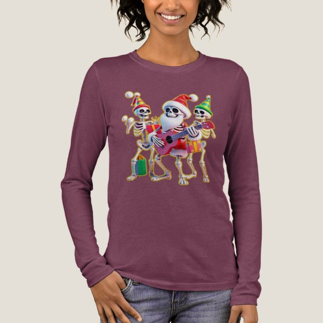 **Skeleton 3D Christm Santa Party – Funnyas Skelet Tri-Blend Shirt (Front)