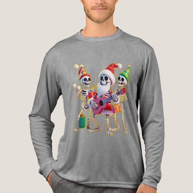 **Skeleton 3D Christm Santa Party – Funnyas Skelet Tri-Blend Shirt (Front)