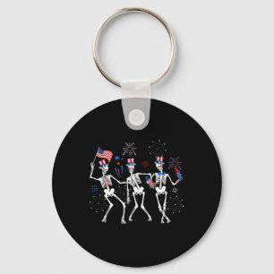Skeleton 4th Of July American Flag Skellies  Keychain