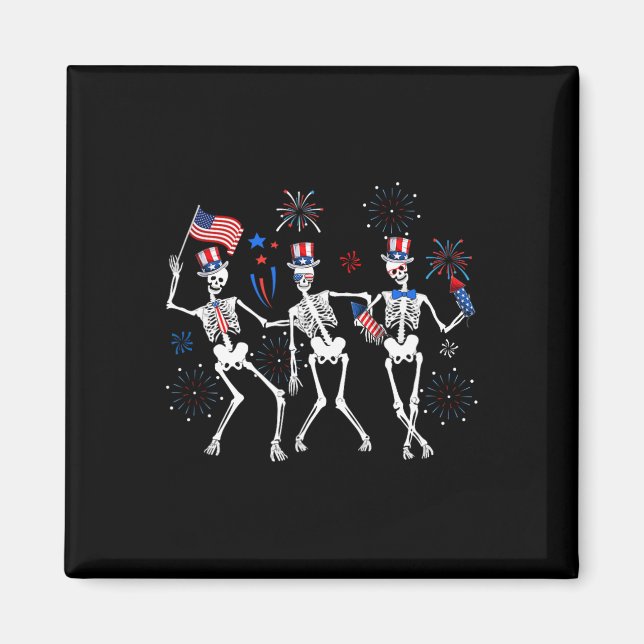 Skeleton 4th Of July American Flag Skellies  Magnet (Front)