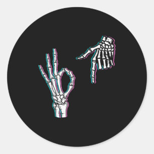 Skeleton 67 Meme Funny Halloween Boys Girls Youth Classic Round Sticker