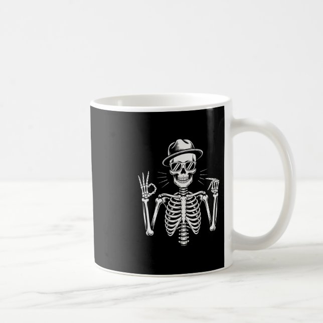 Skeleton 67 Sign Language Alpha Slang Gen 67th Num Coffee Mug (Right)