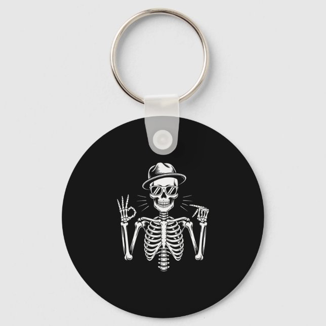 Skeleton 67 Sign Language Alpha Slang Gen 67th Num Keychain (Front)