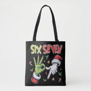 Skeleton 6 7 Christmas Six Seven Meme Xmas Tote Bag
