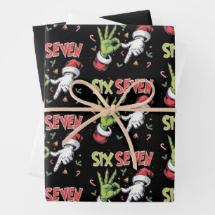 Skeleton 6 7 Christmas Six Seven Meme Xmas Wrapping Paper Sheets