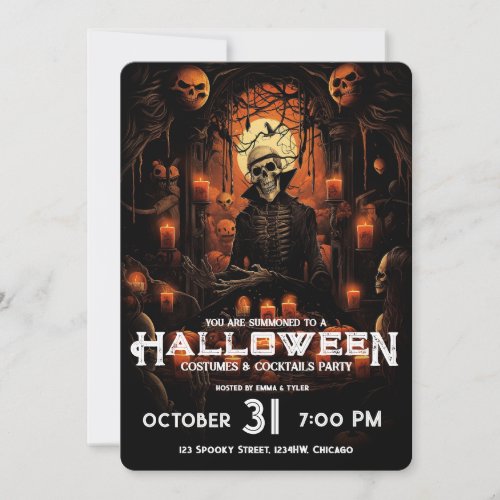 Skeleton Adult Halloween Scary Cocktail Party  Invitation