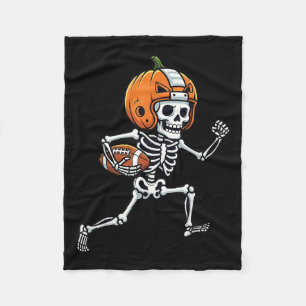 Skeleton American Football Player Spooky Sports Gr Fleece Blanket