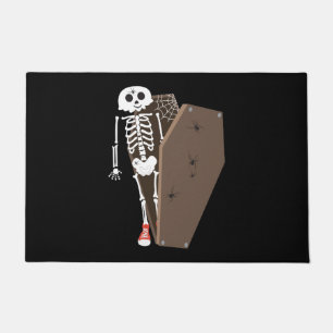 Skeleton and Coffin Halloween Design Doormat