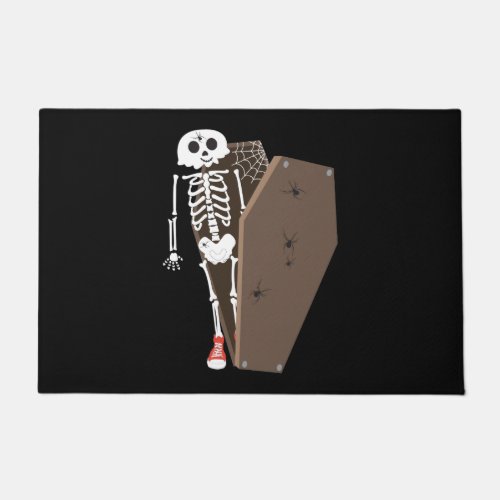 Skeleton and Coffin Halloween Design Doormat