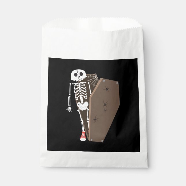 Skeleton and Coffin Halloween Design Favor Bag (Front)