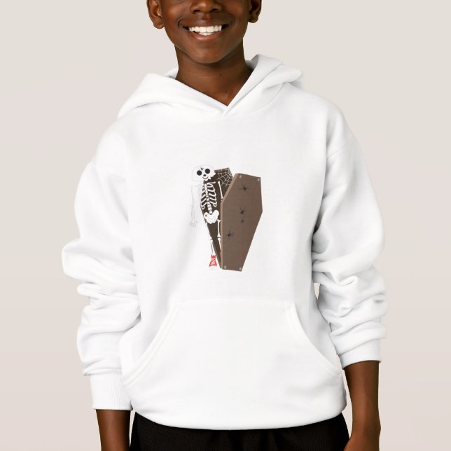 Skeleton and Coffin Halloween Design Hoodie (Front)