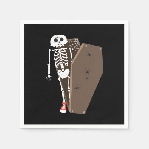 Skeleton and Coffin Halloween Design Napkins