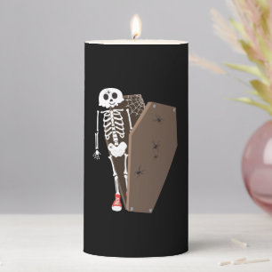 Skeleton and Coffin Halloween Design Pillar Candle