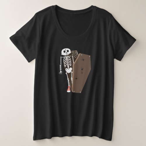 Skeleton and Coffin Halloween Design Plus Size T_Shirt