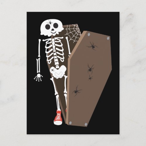 Skeleton and Coffin Halloween Design Postcard