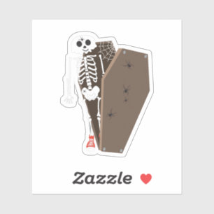 Skeleton and Coffin Halloween Design Sticker