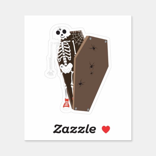 Skeleton and Coffin Halloween Design Sticker